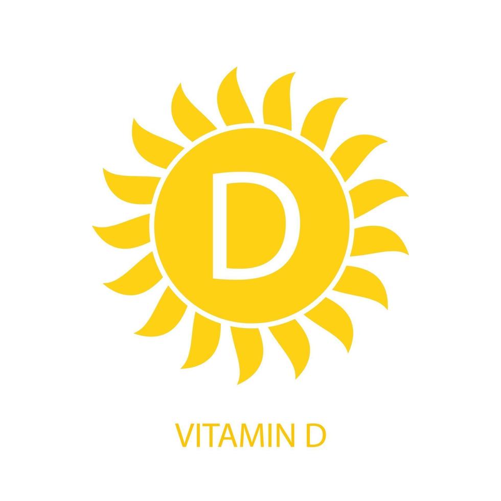 Vitamin D Icon with Sun Vector Illustration