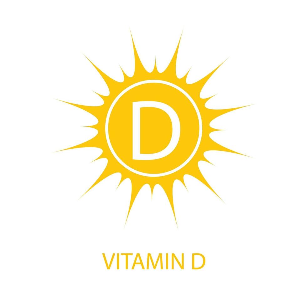 Vitamin D Icon with Sun Vector Illustration