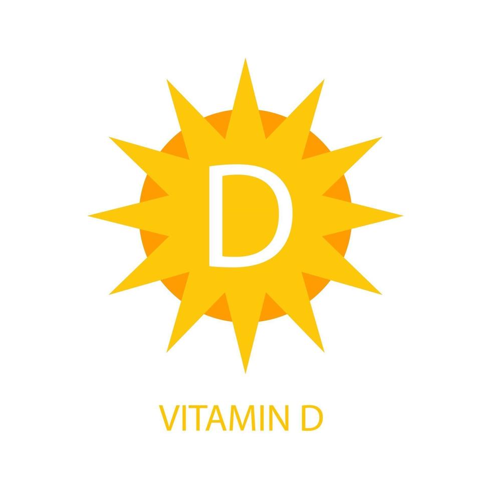 Vitamin D Icon with Sun Vector Illustration