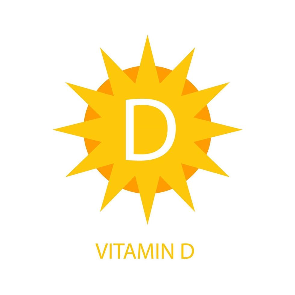 Vitamin D Icon with Sun Vector Illustration