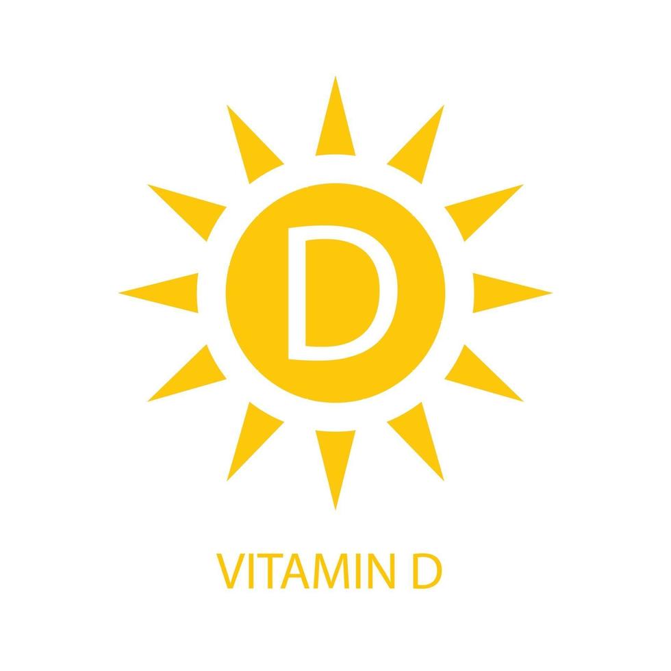 Vitamin D Icon with Sun Vector Illustration