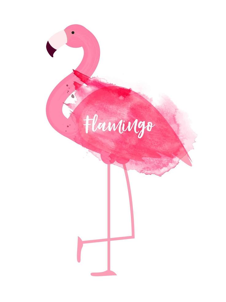 Cute Pink Flamingo Icon Vector Illustration