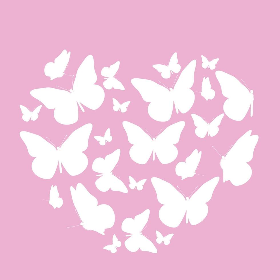 Abstract Background with Heart Symbol made from Butterfly vector