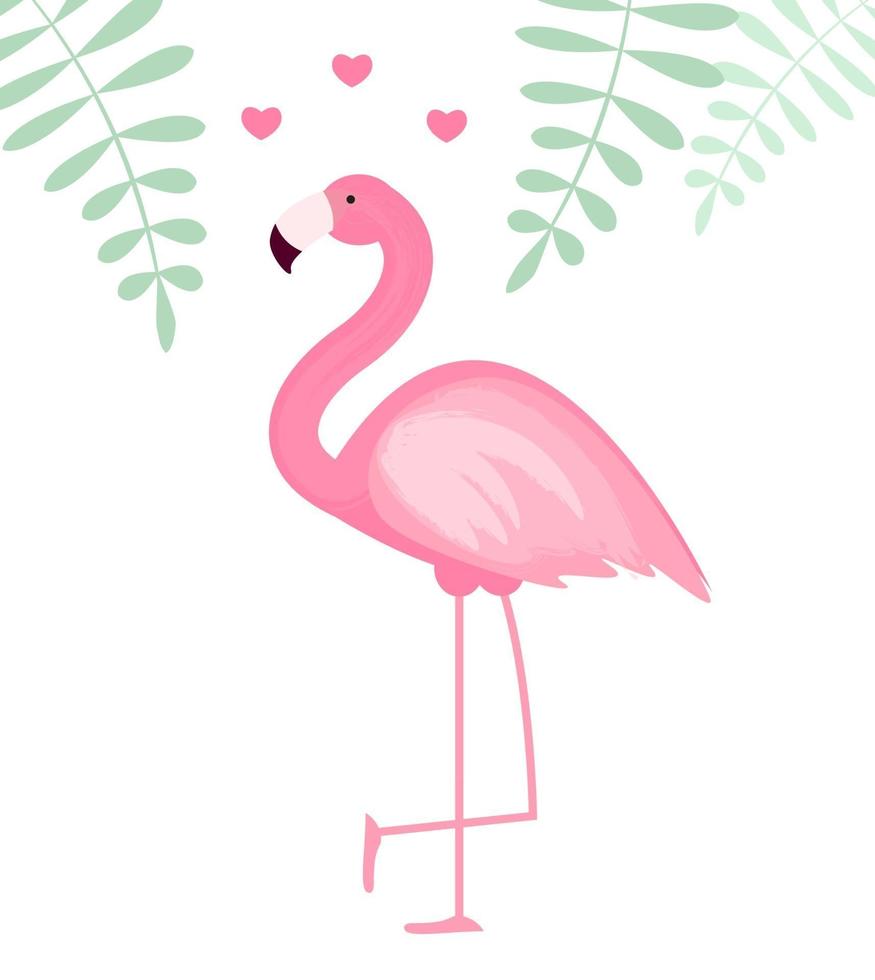 Cute Pink Flamingo Icon Vector Illustration