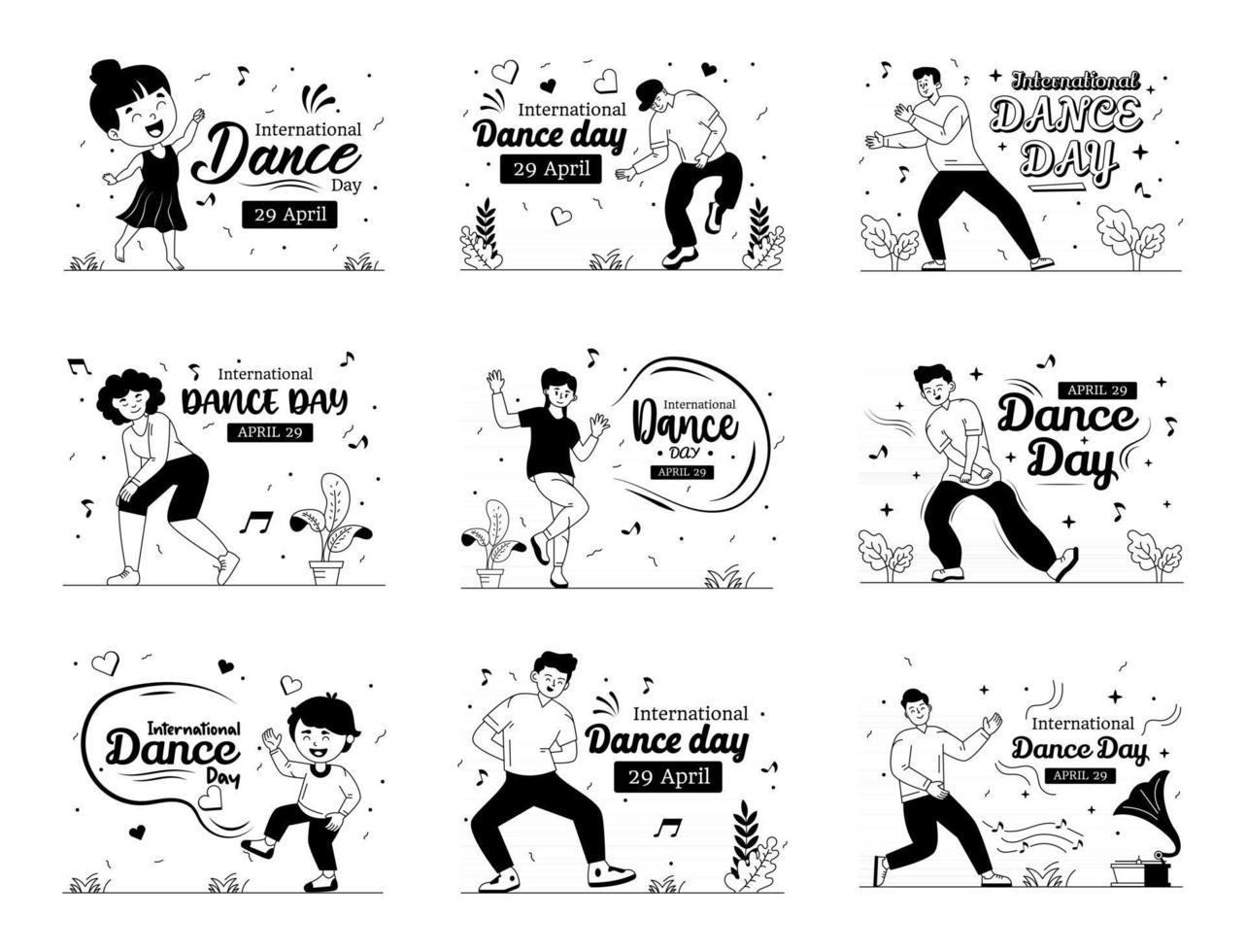 Set of Dance Day vector