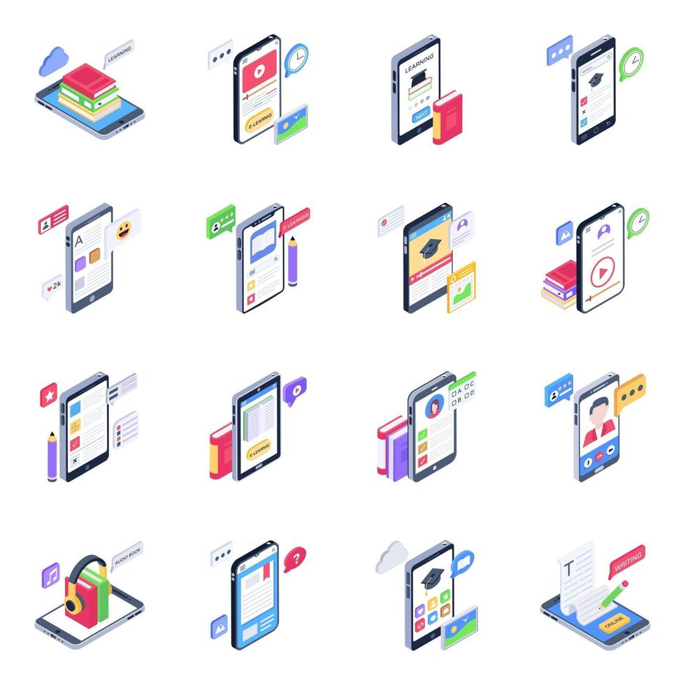 Set of Mobile Learning vector