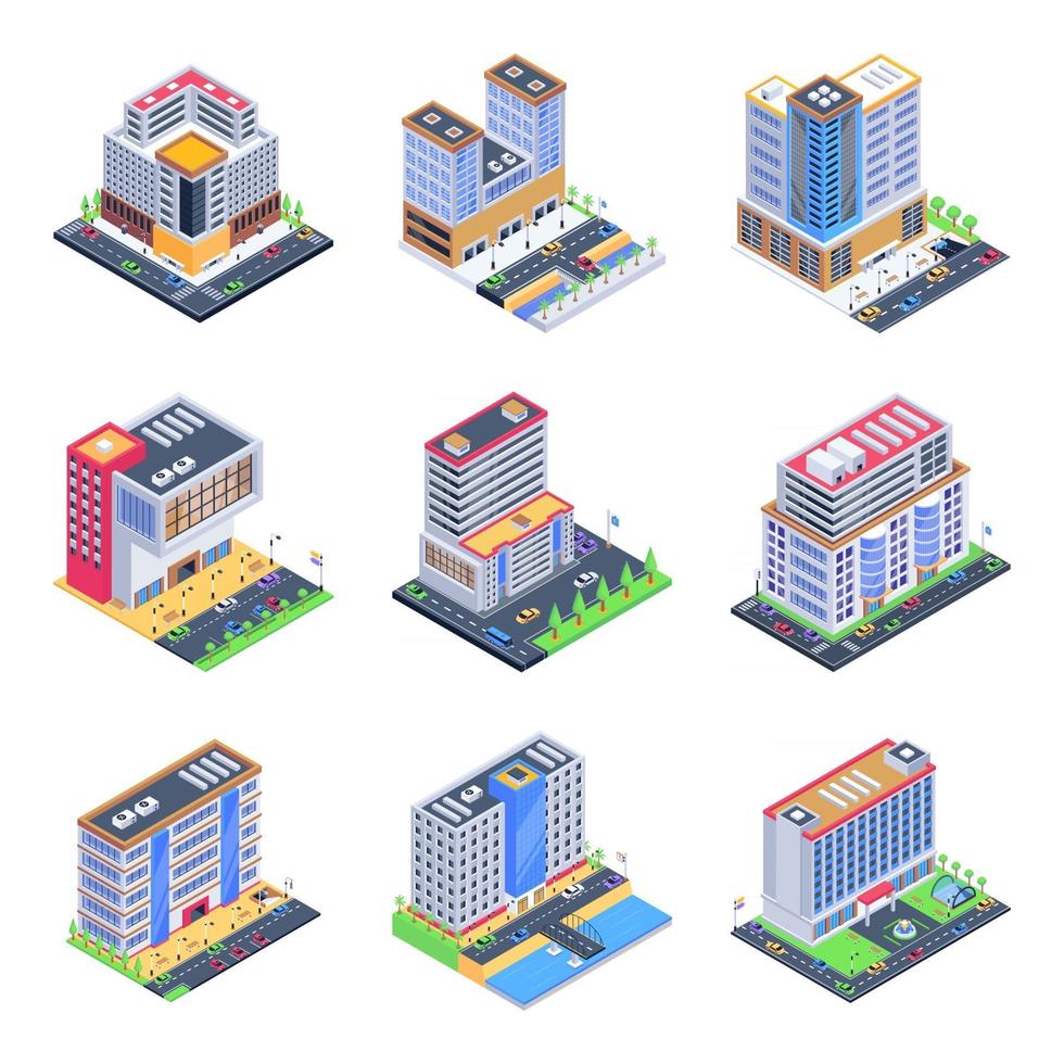 conjunto de edificios comerciales. vector