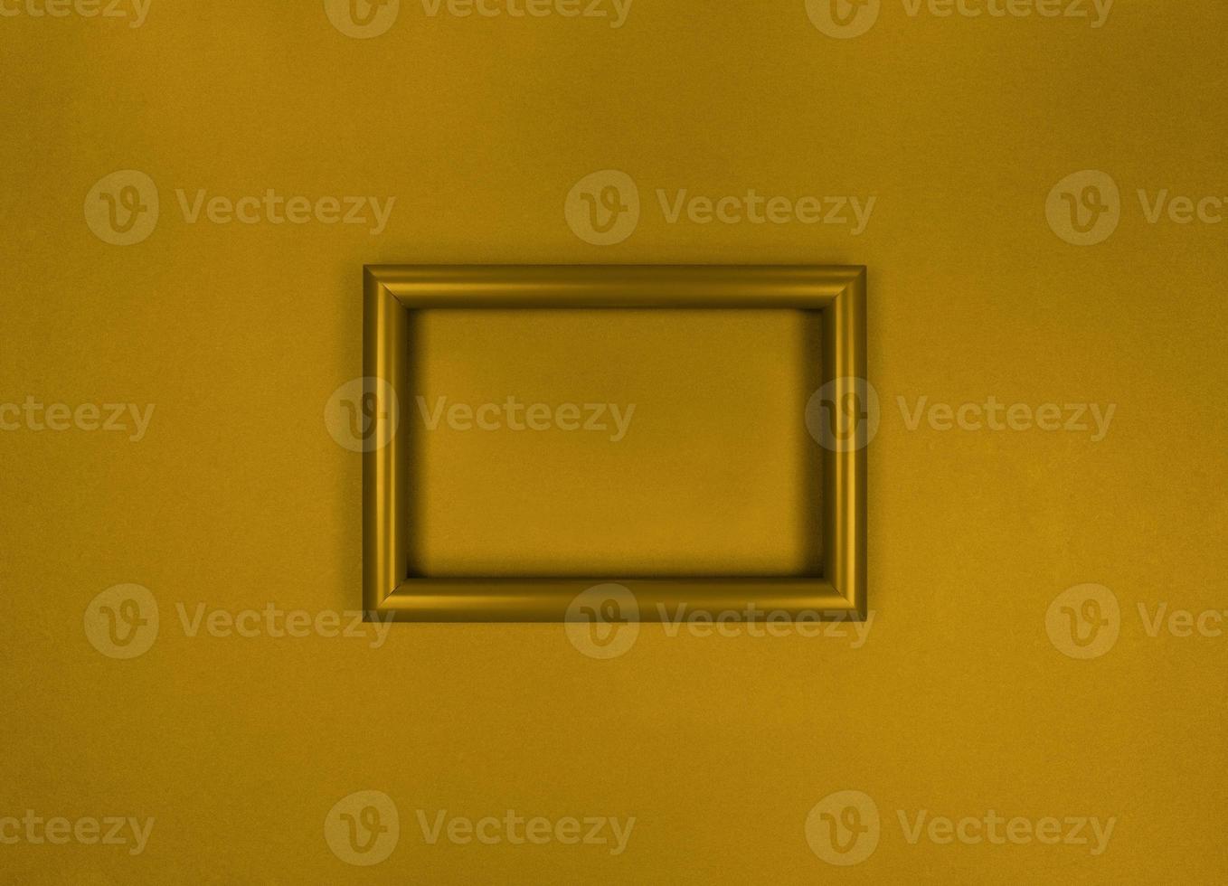 marco en la pared foto monocromática amarilla minimalista
