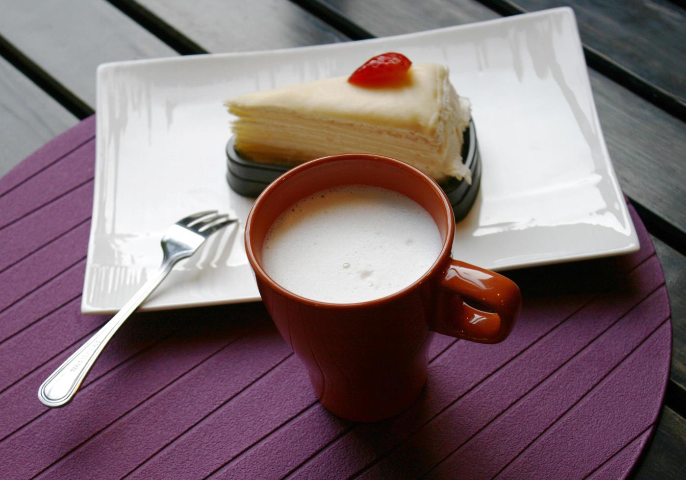 Crape cake with hot milk photo