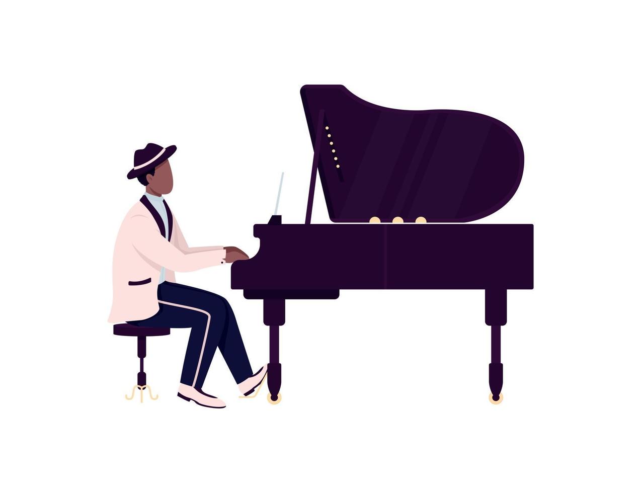 pianista africano personaje de vector de color plano sin rostro