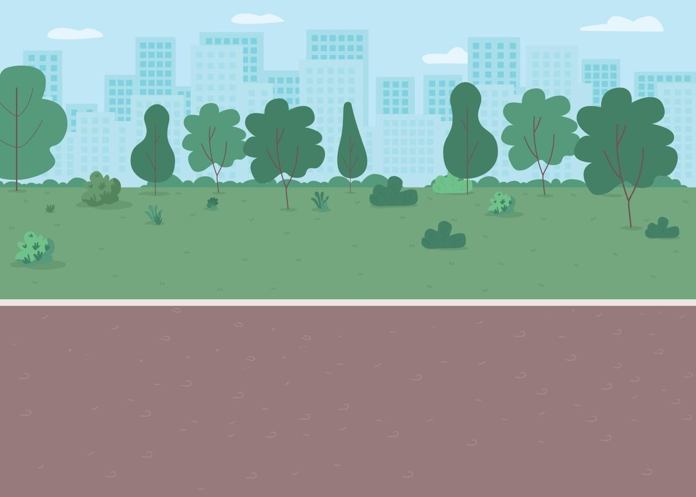 Park way flat color vector illustration