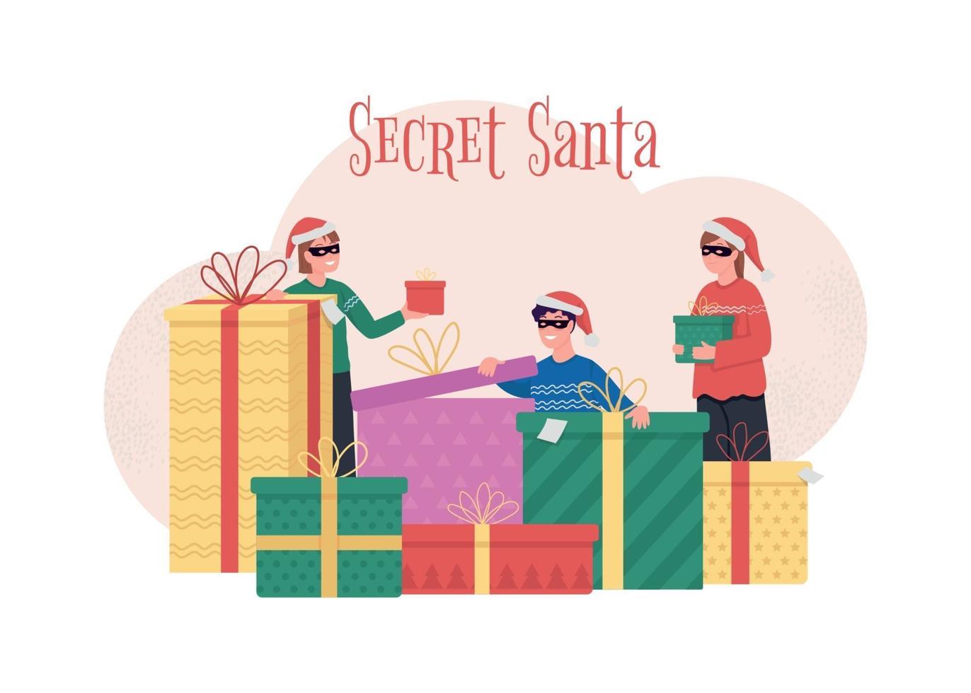 Secret Santa flat concept vector illustration