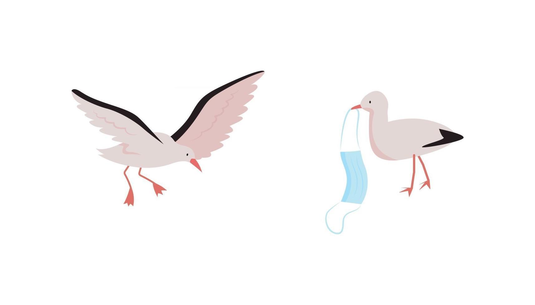 Birds flat color vector character set
