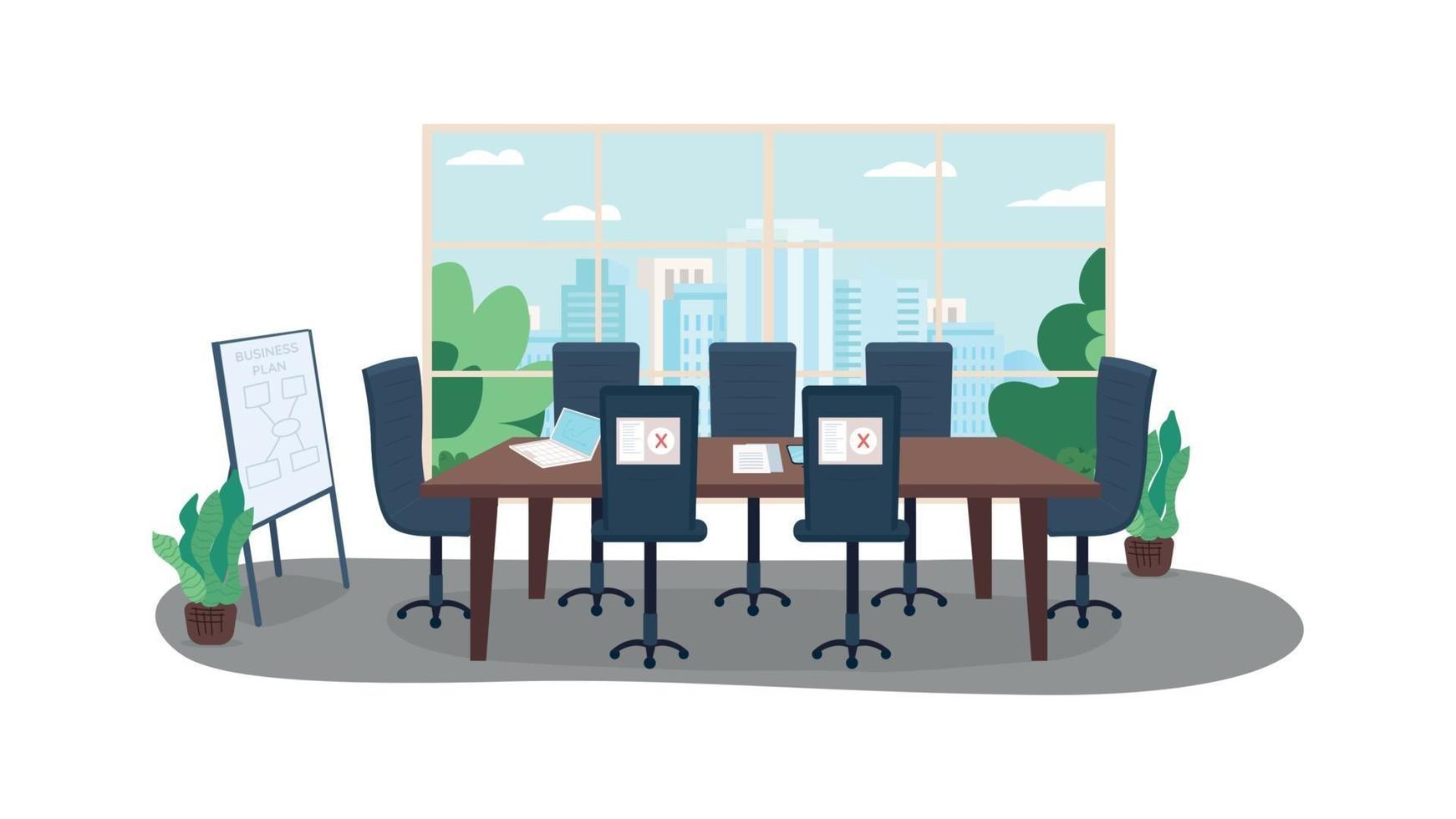 Remote working flat color vector illustration