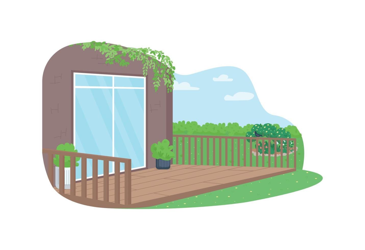 House back yard patio 2D vector web banner