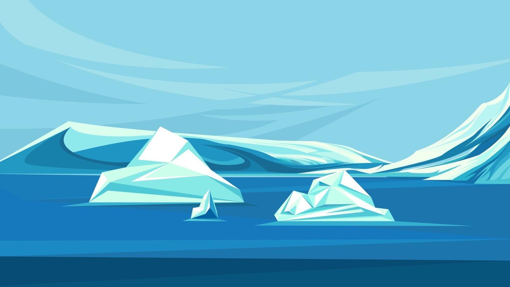 Arctic ocean with melting ice vector
