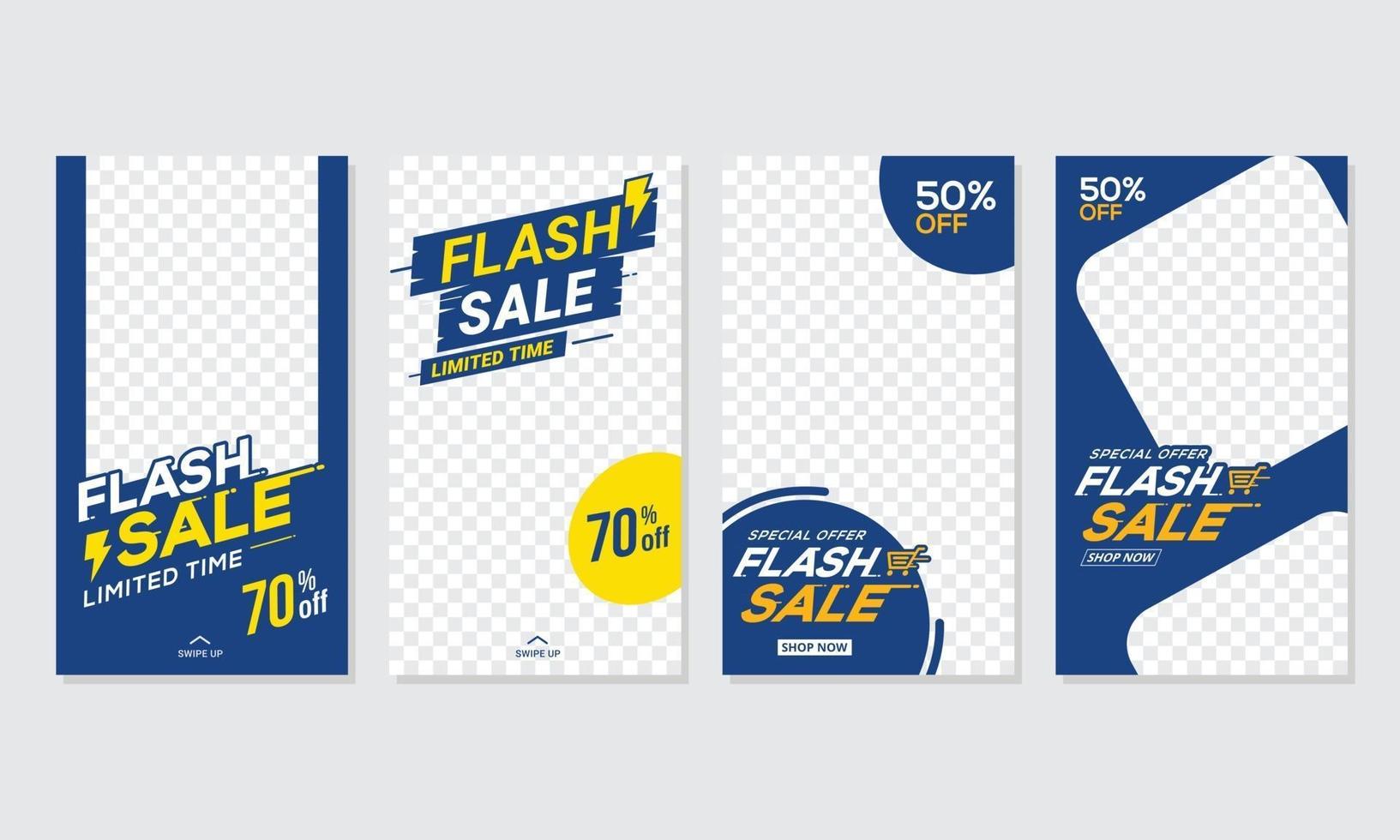 Flash sale social media stories template banner vector