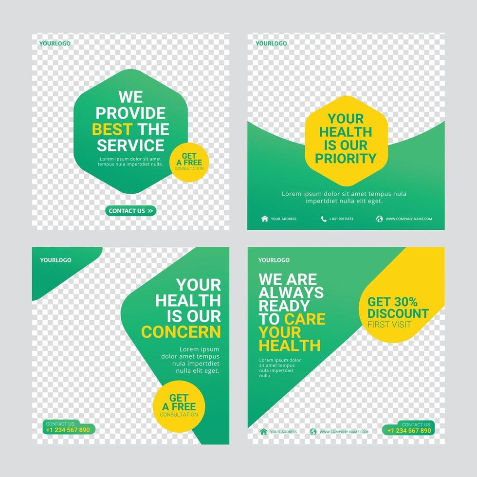 Healthcare social media post template vector