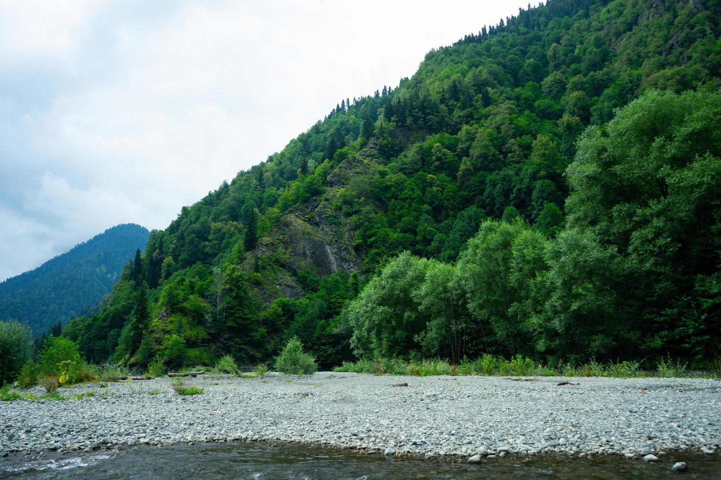 Natural landscape with a view of lake Ritsa photo