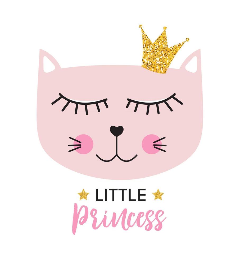 Little Cute Cat Princess Vector Illustration