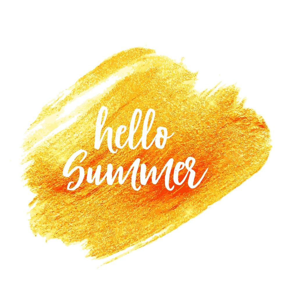 Hello Summer Gold Paint Glittering Textured Art Illustration vector