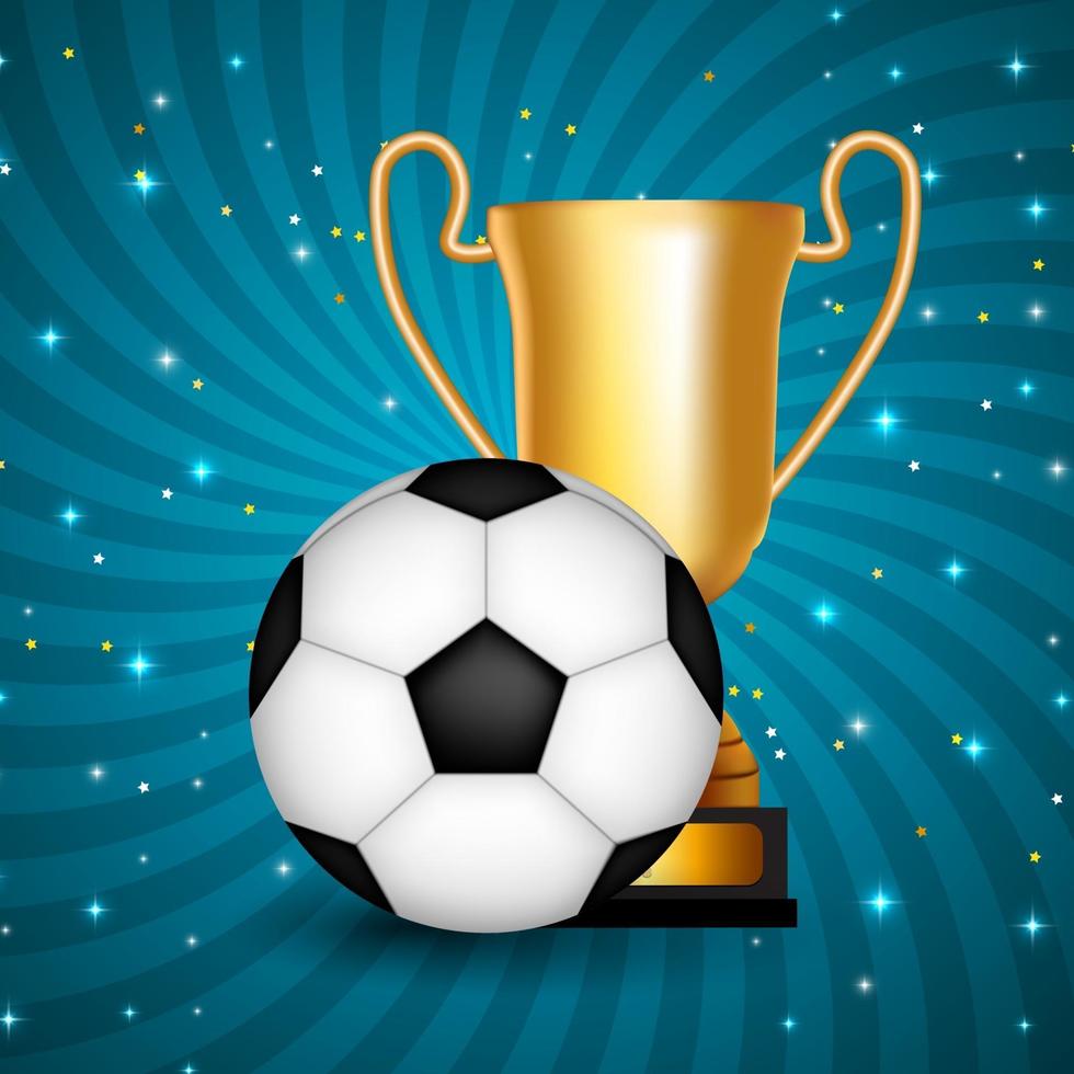 Winner Congratulations Background with Golden Cup and Football Ball vector