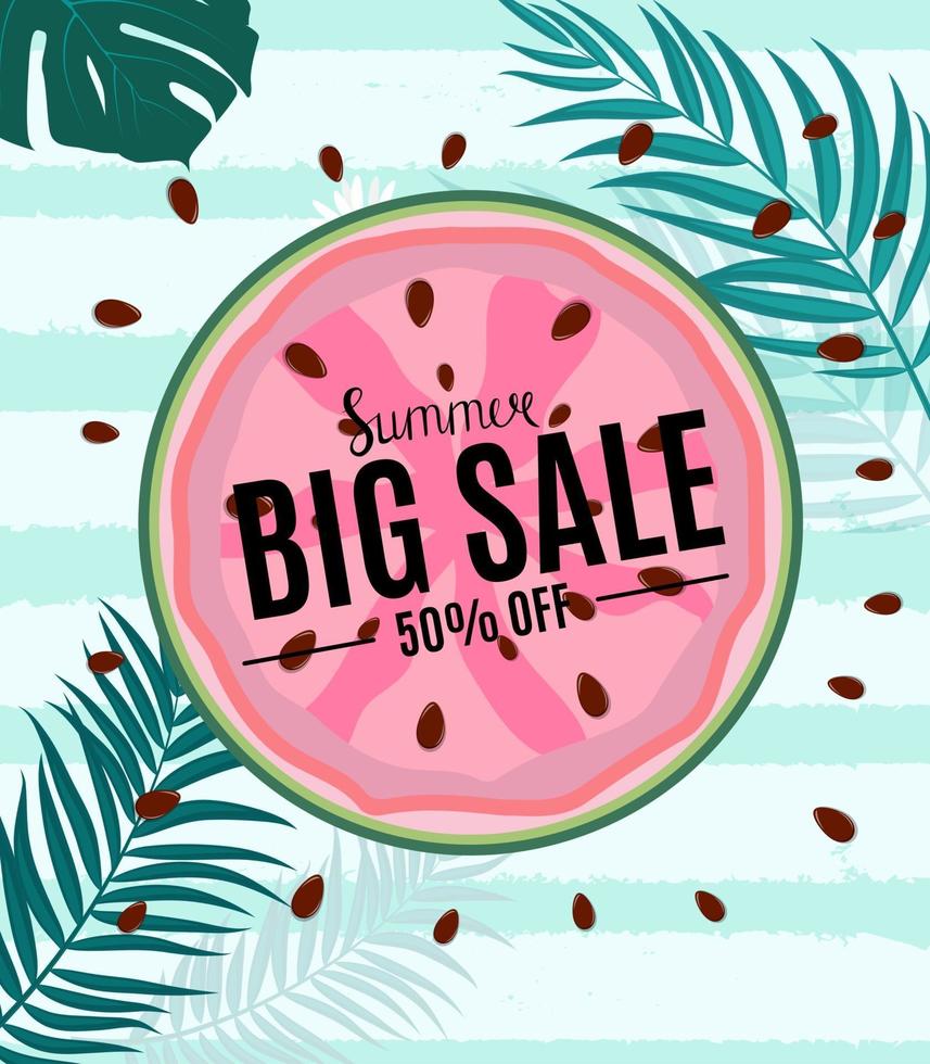 Summer Sale Abstract Banner Background with Palm Leaves vector