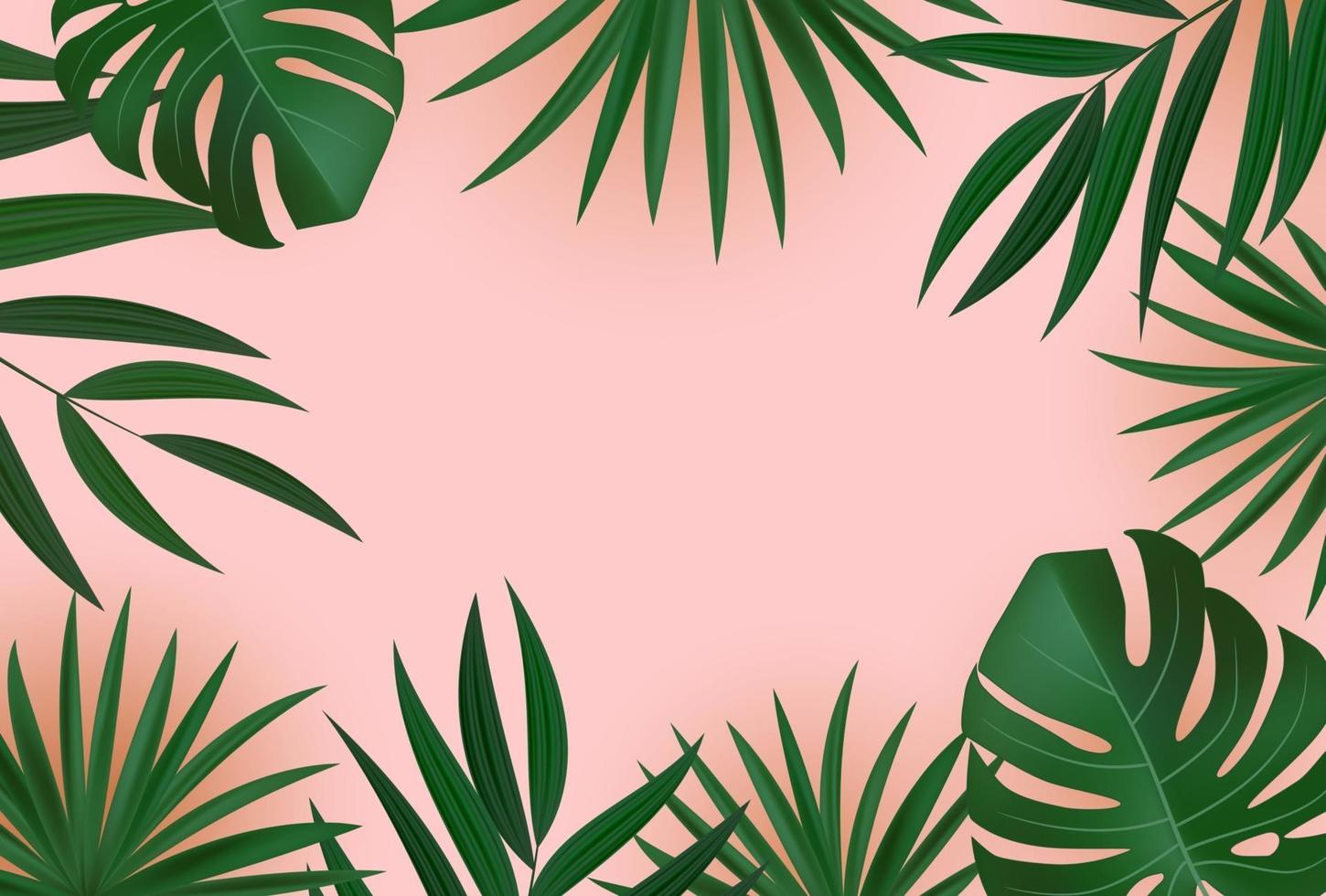 Natural Realistic Green Palm Leaves Tropical Background vector