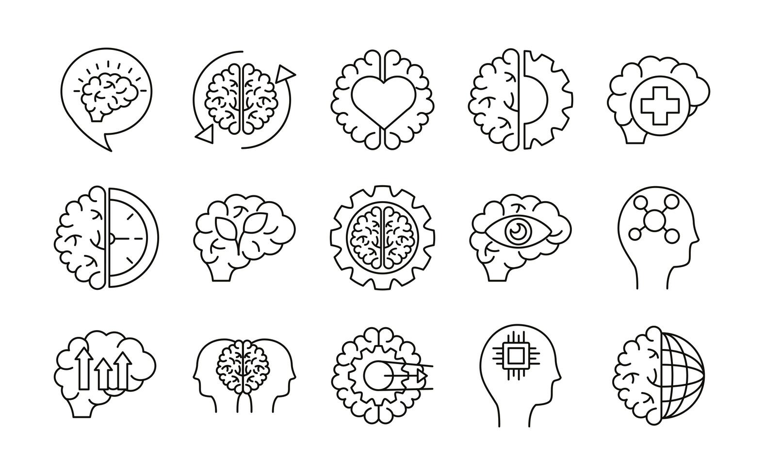 paquete de órganos cerebrales establecer iconos vector