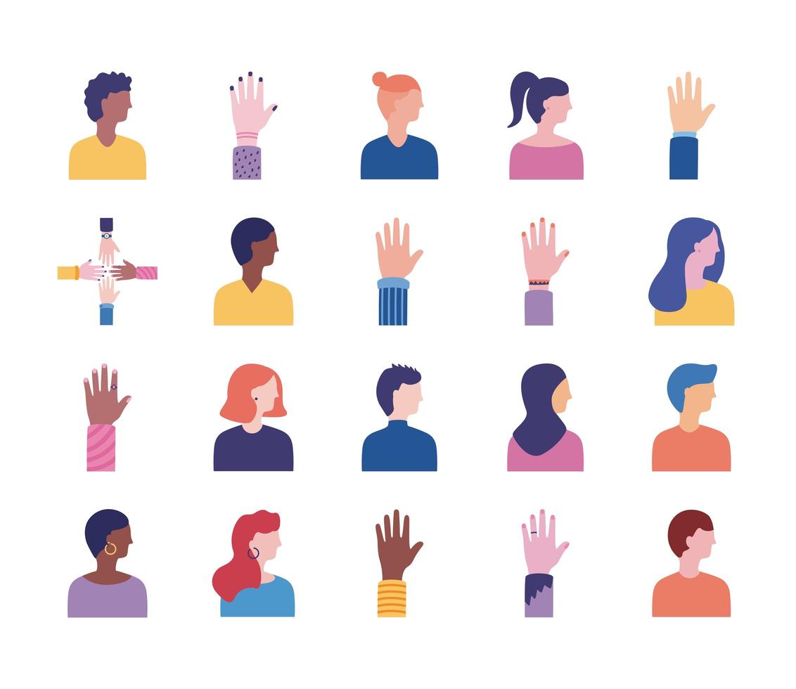 bundle of diversity people set icons vector