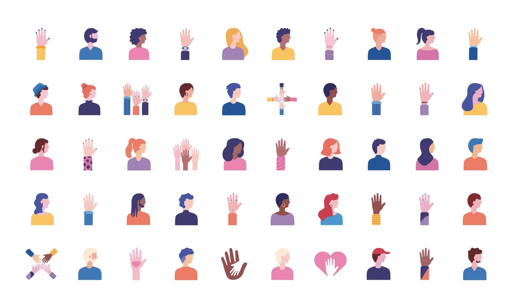 bundle of diversity people set icons vector