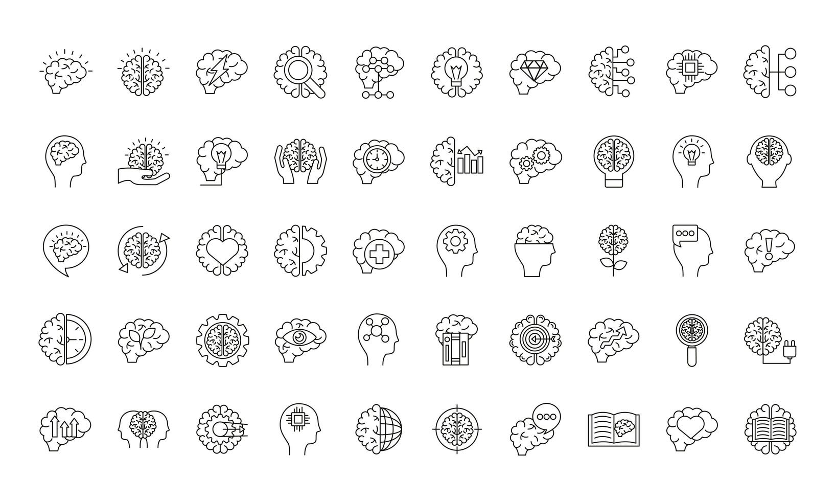 bundle of brains organs set icons vector