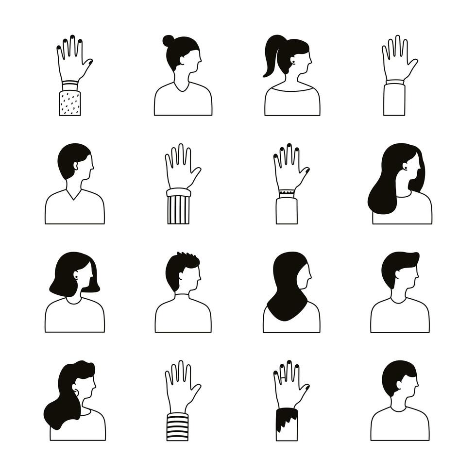 bundle of diversity people set icons vector