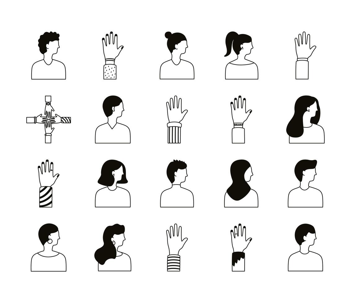 bundle of diversity people set icons vector