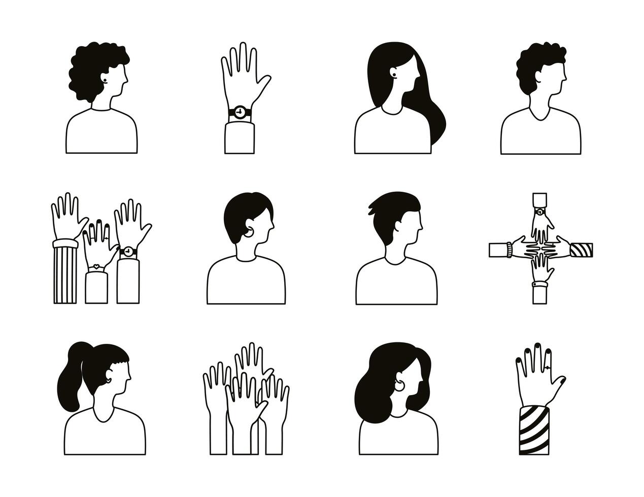 bundle of diversity people set icons vector