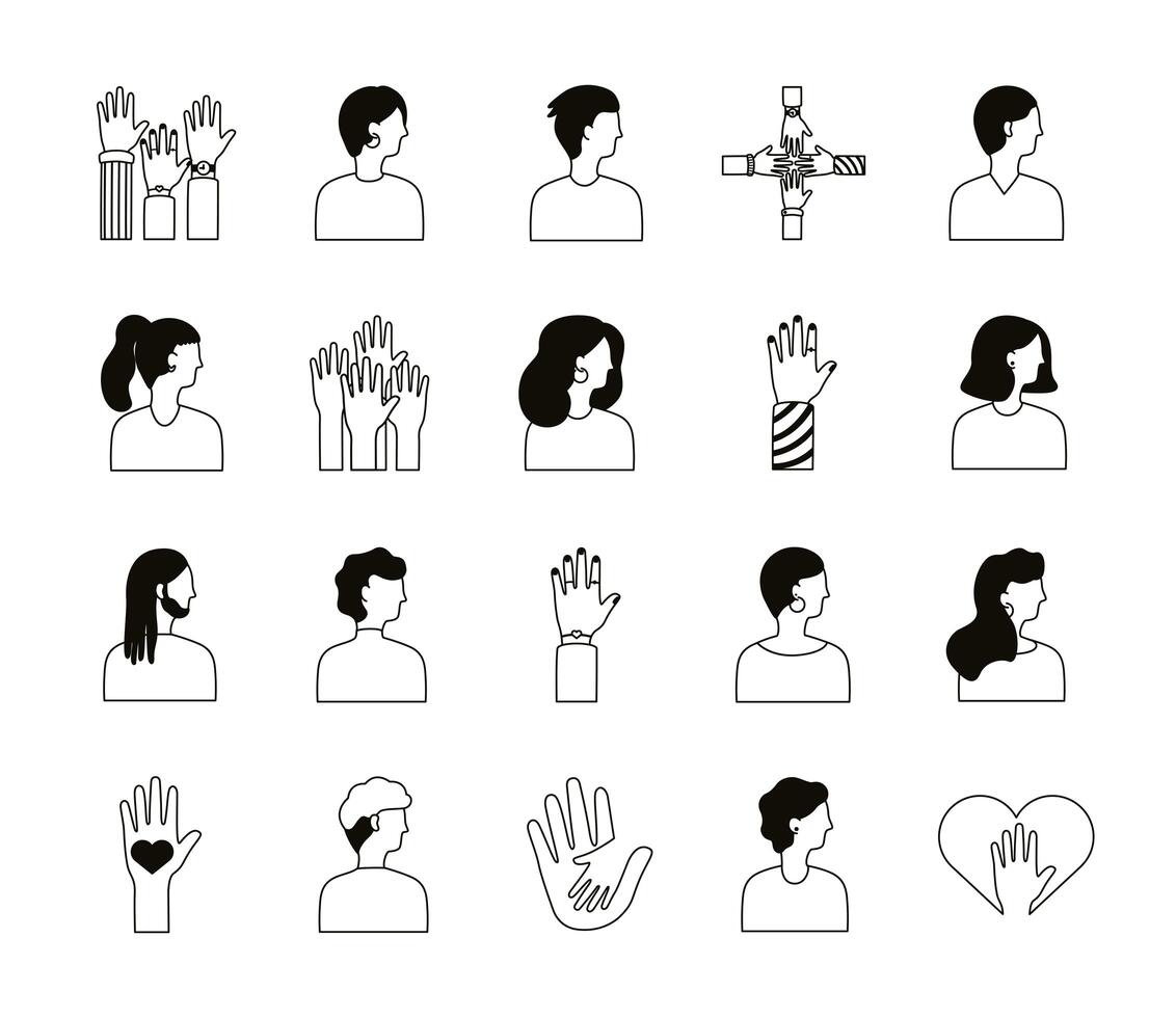 bundle of diversity people set icons vector