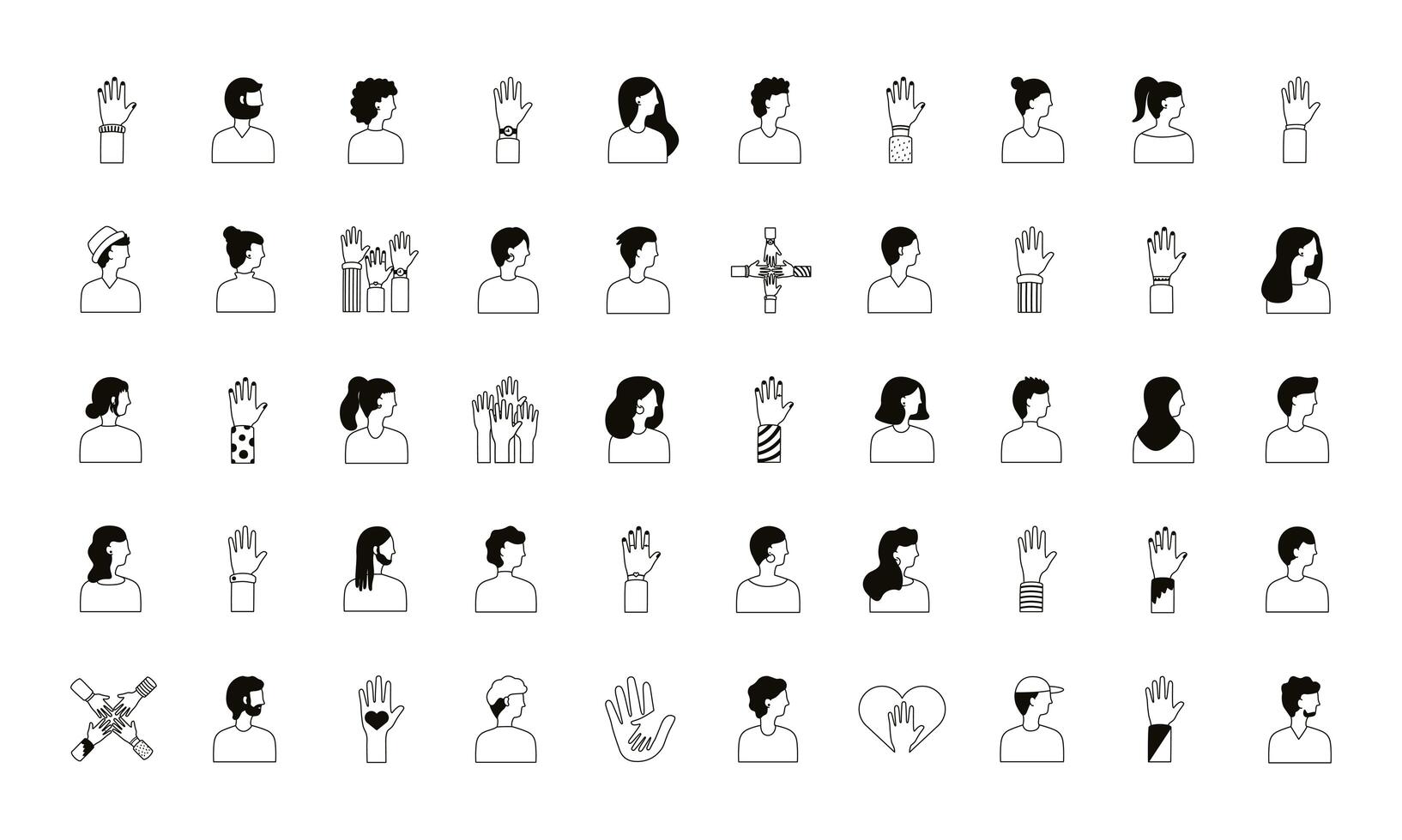 bundle of diversity people set icons vector