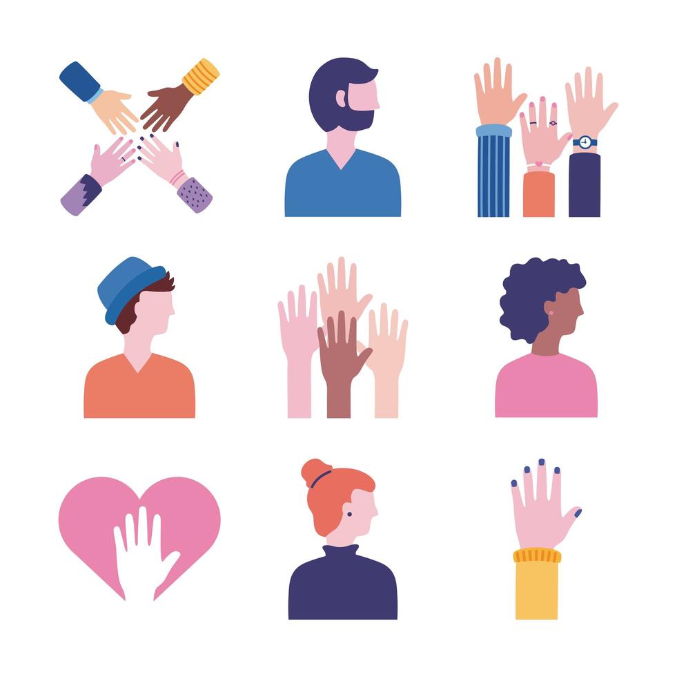 bundle of diversity people set icons vector