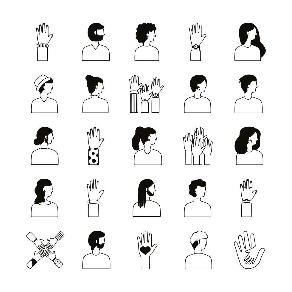 bundle of diversity people set icons vector