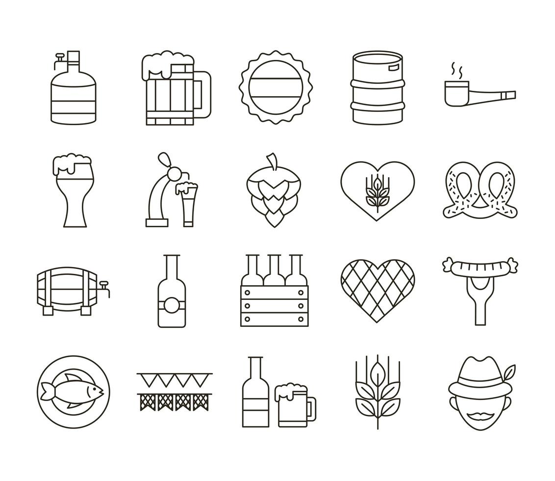 bundle of twenty oktoberfest set icons vector