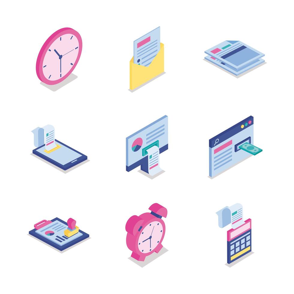 bundle of nine taxes set icons vector