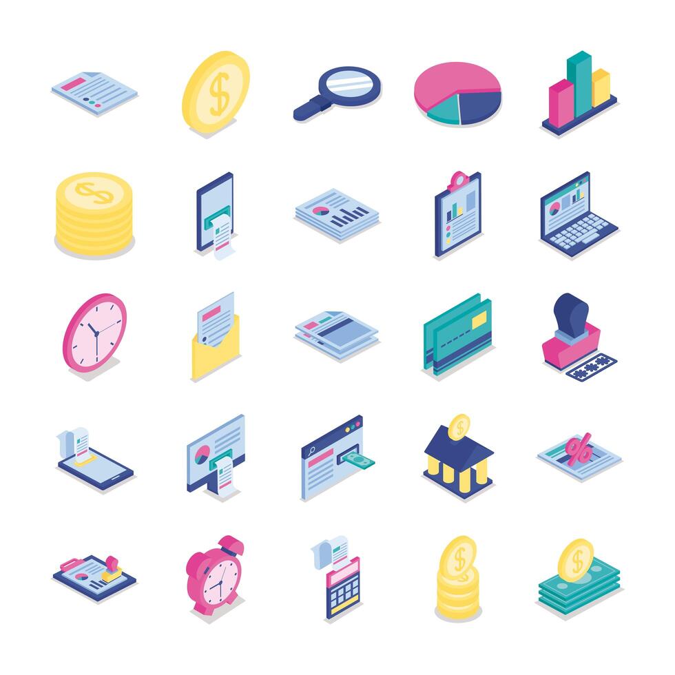 bundle of twenty five taxes set collection icons vector