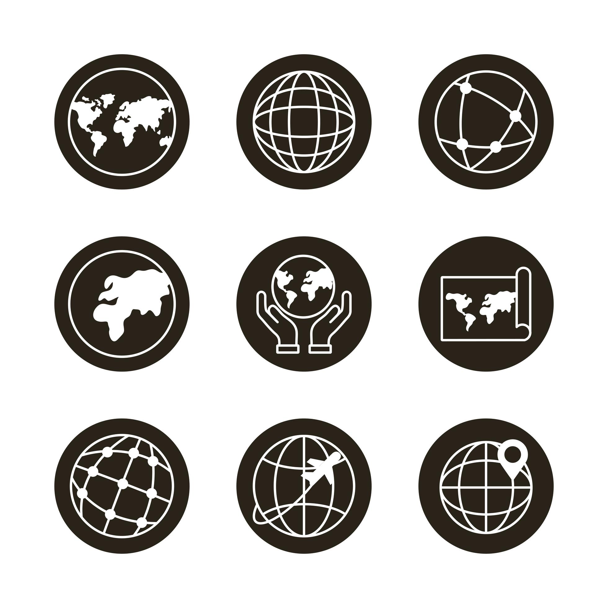 bundle of nine world planet set icons 2474784 Vector Art at Vecteezy