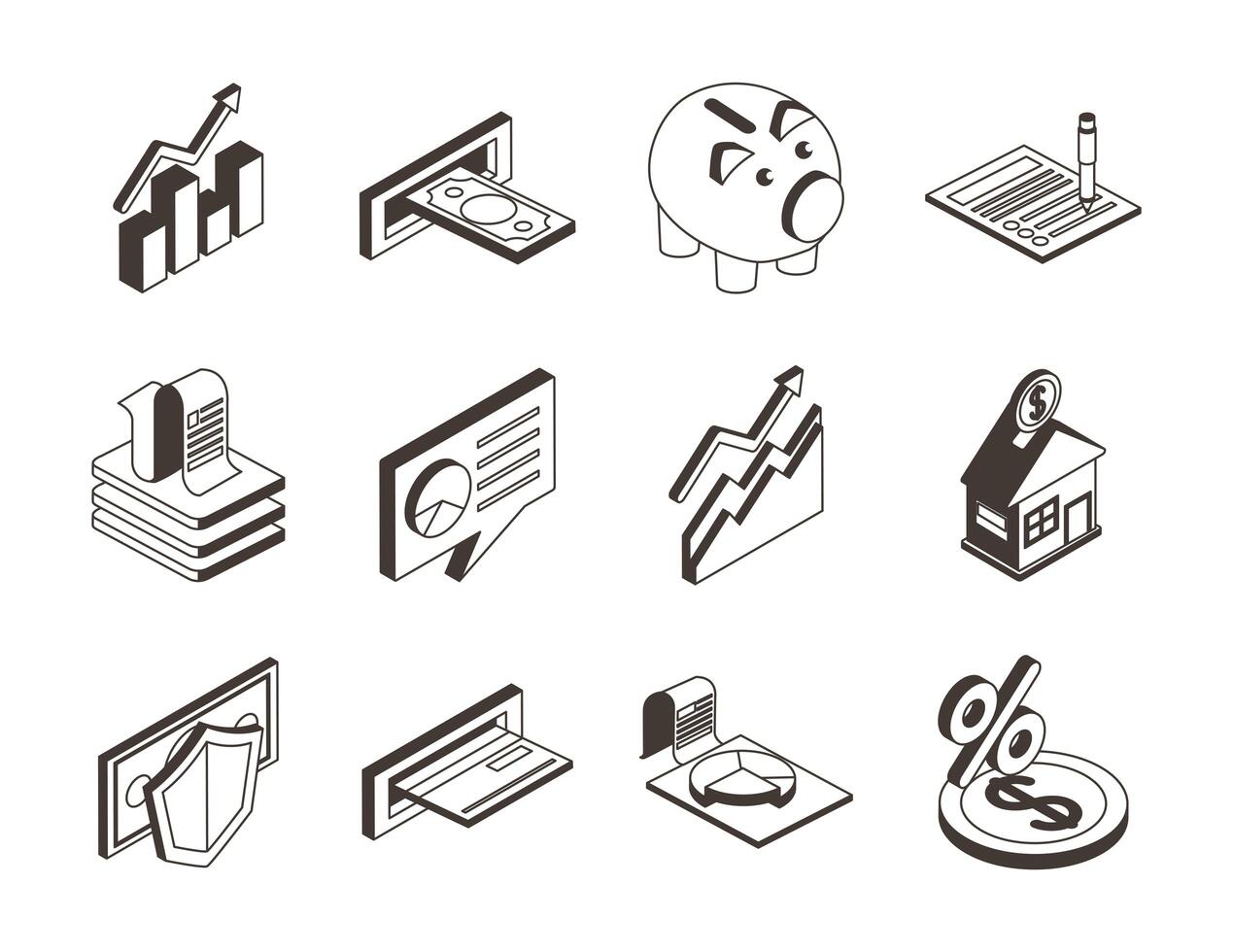 bundle of twelve taxes set icons vector