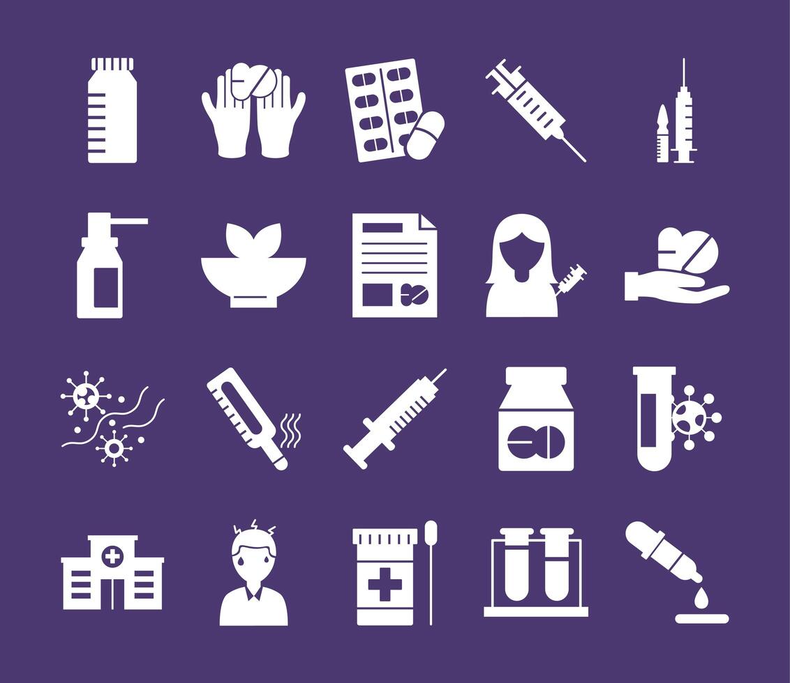 bundle of twenty medical set icons vector