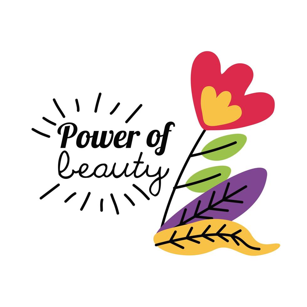 Girl power of beauty flower with leaves vector design