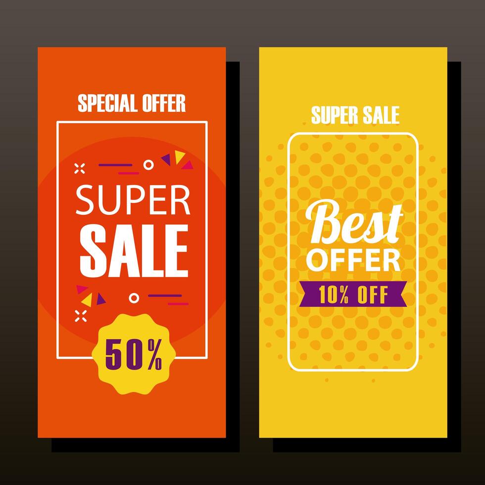 Super sale and offer in banners vector design