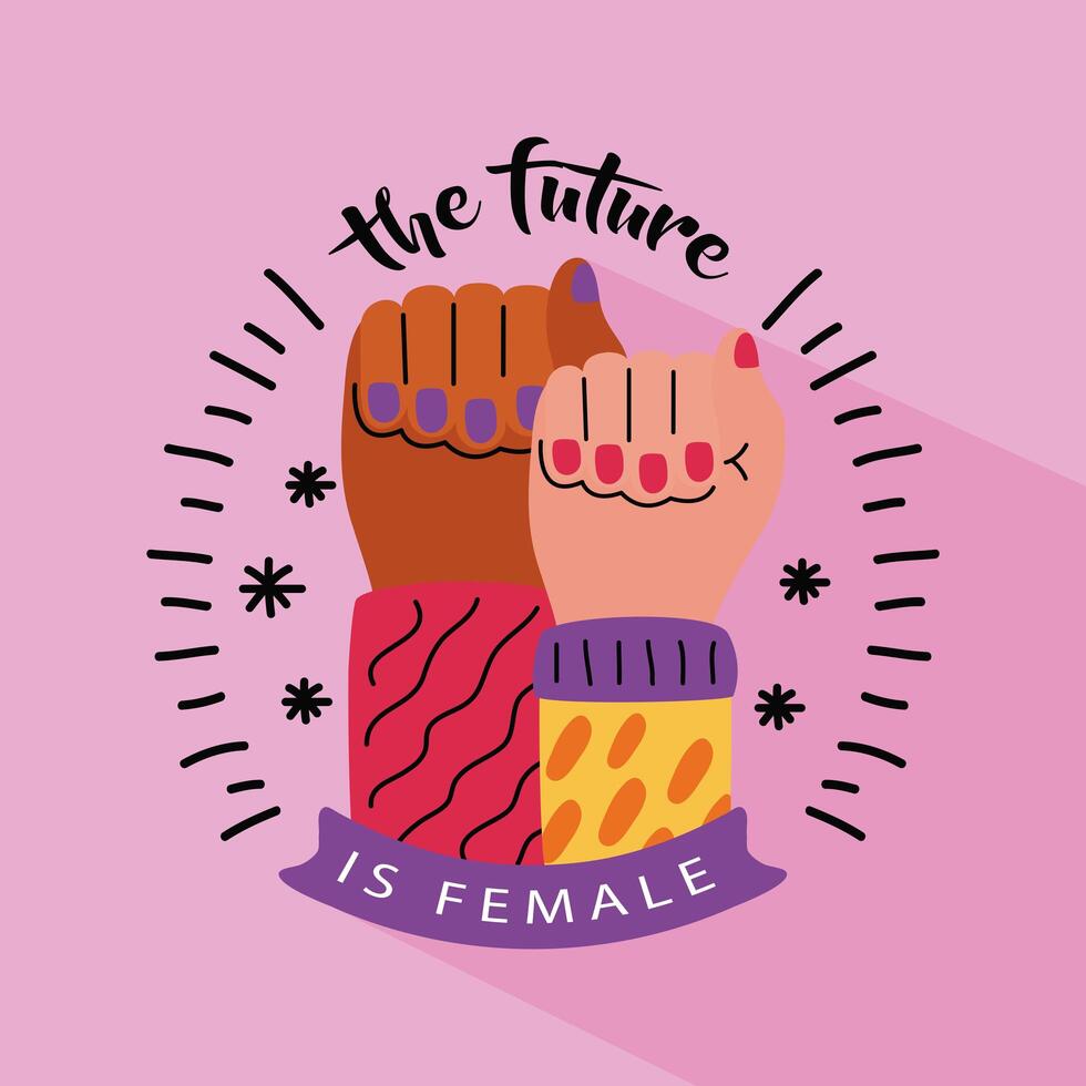 Girl power hands fists up vector design