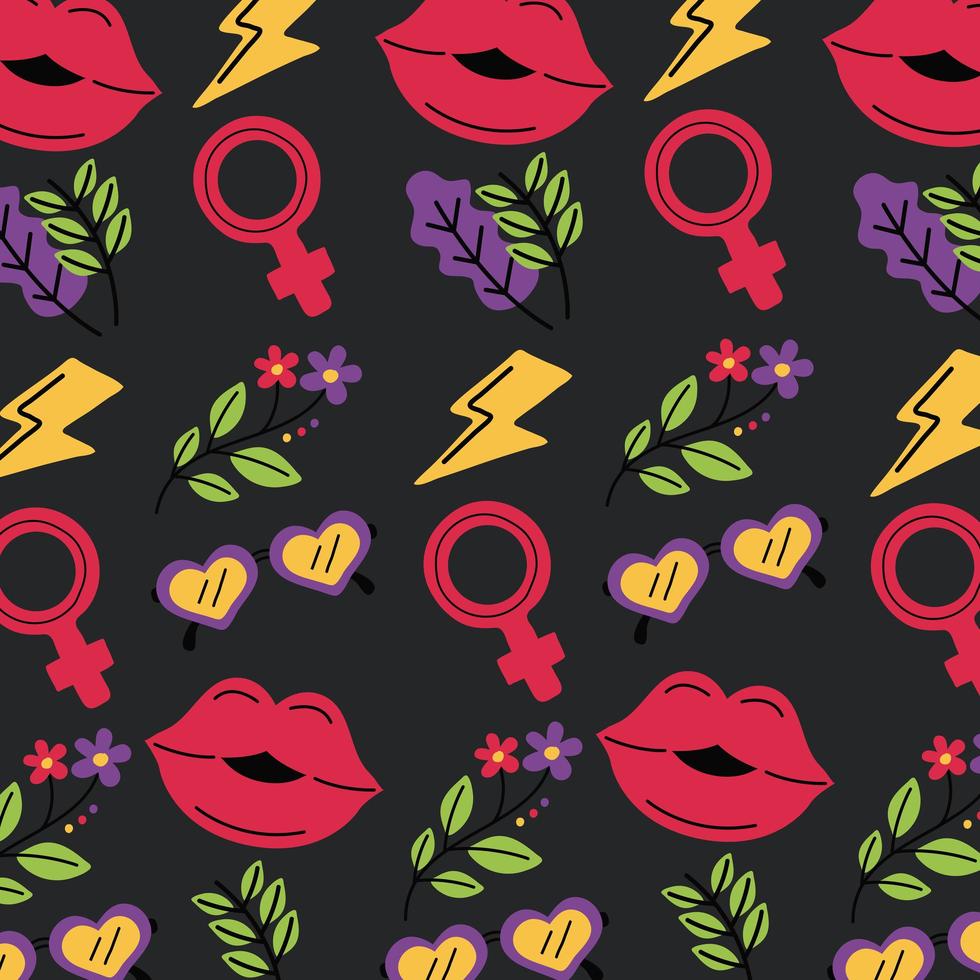 Girl power icons background vector design