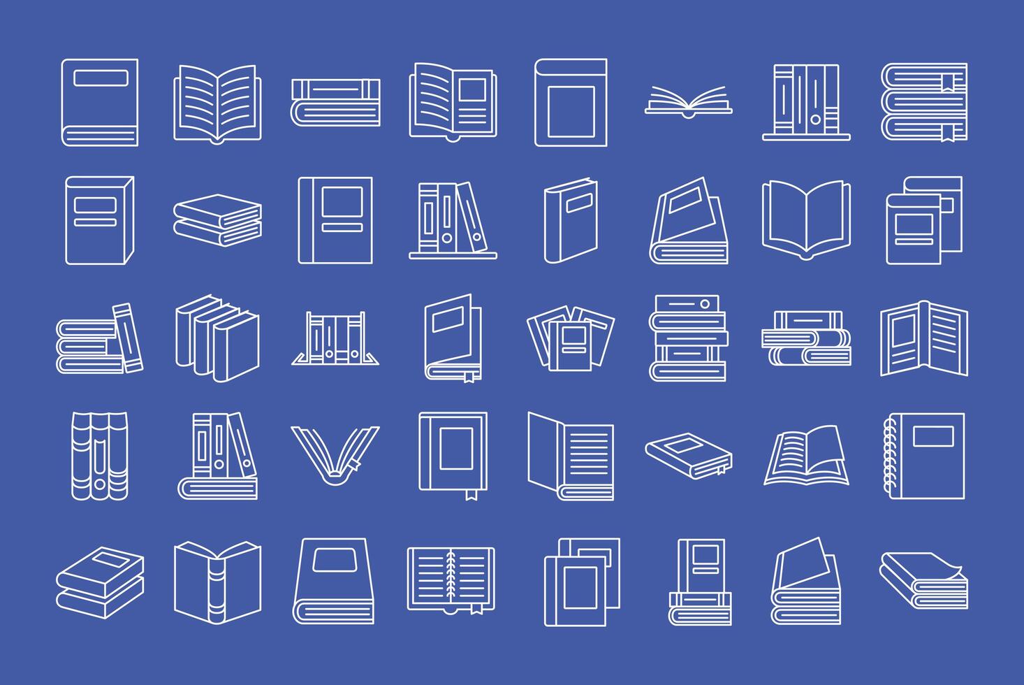 books line style icon set vector design